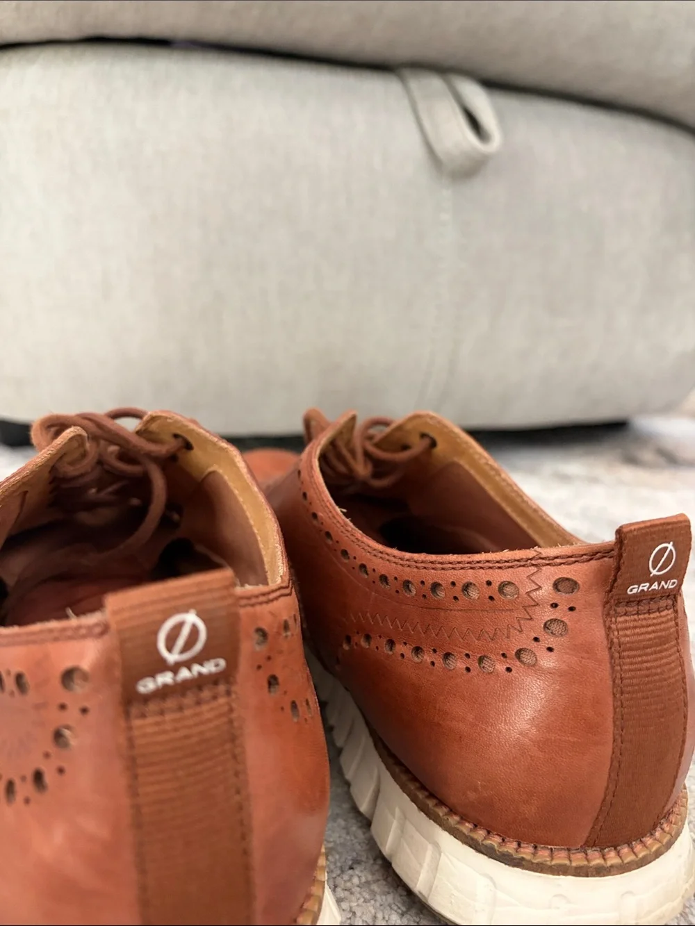 Cole Haan Tan/Brown zero grand Wingtip Oxford with White Sole
